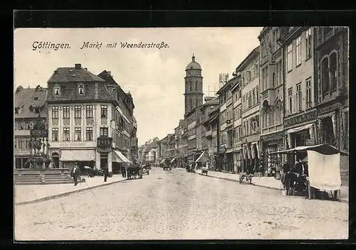 AK Göttingen, Markt mit Weenderstrasse