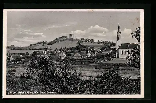 AK Zell / Bayr. Ostmark, Ortsansicht mit Burg Lobenstein
