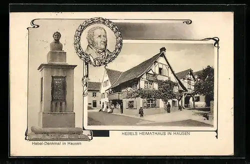 AK Hausen, Hebels Heimathaus, Hebel-Denkmal