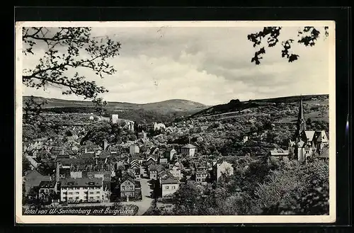 AK Sonnenberg, Gesamtansicht von Westen mit Burgruine