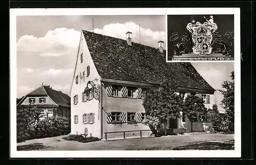 AK Ellhofen / Allgäu, Gasthof zum Adler, Wappen