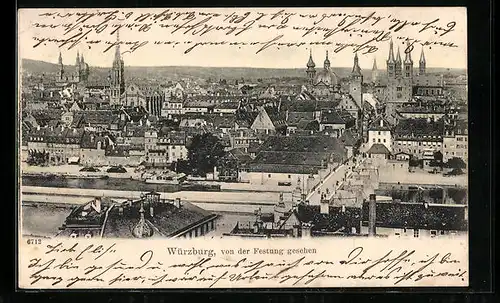 AK Würzburg, Gesamtansicht von der Festung aus gesehen