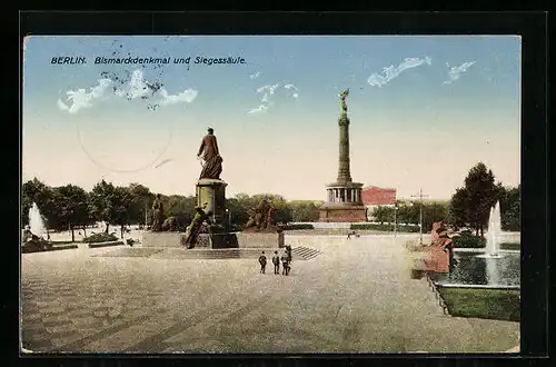 AK Berlin, Bismarckdenkmal und Siegessäule