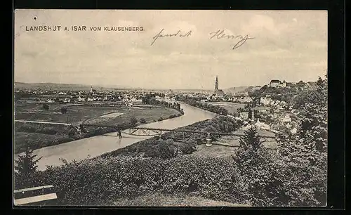 AK Landshut, Ortsansicht vom Klausenberg aus gesehen