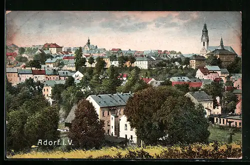 AK Adorf i. V. Generalansicht, Blick zur Kirche