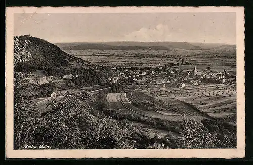 AK Zeil am Main, Blick ins Tal auf die Stadt