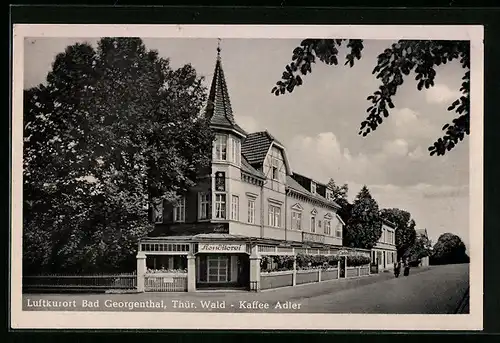 AK Bad Georgenthal i. Thür. Wald, auf der Strasse vor dem Kaffee Adler