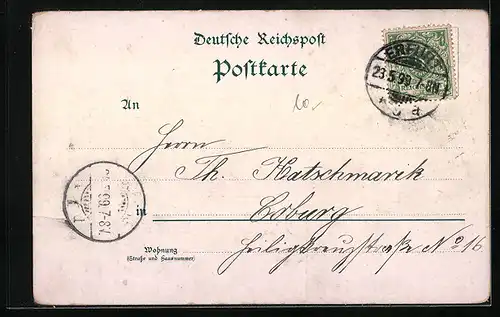 AK Erfurt, Generalansicht der Stadt, das Post-Gebäude, das Luther-Denkmal