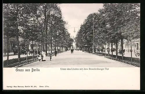 AK Berlin, Unter den Linden mit dem Brandenburger Tor