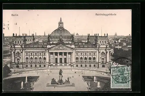 AK Berlin-Tiergarten, Fassade des Reichstagsgebäude