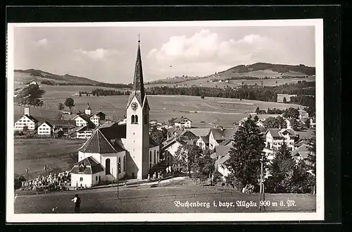 AK Buchenberg im bayr. Allgäu, Partie an der Kirche am Stadtrand