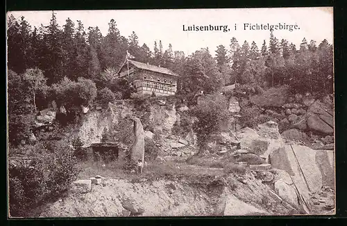 AK Luisenburg im Fichtelgebirge, Blick zum Ausflugslokal auf dem Felsen