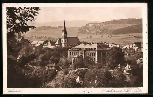 AK Wunsiedel, Blick auf die Realschule und die katholische Kirche