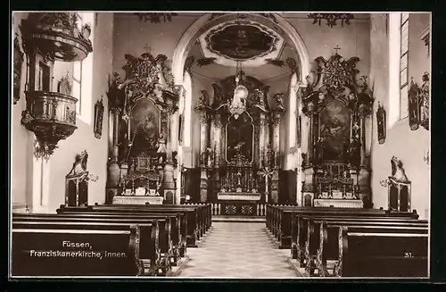 AK Füssen am Lech, Inneres der Franziskanerkirche