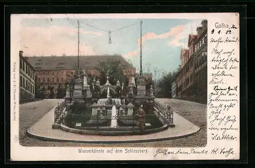 AK Gotha, Wasserkünste auf dem Schlossberg