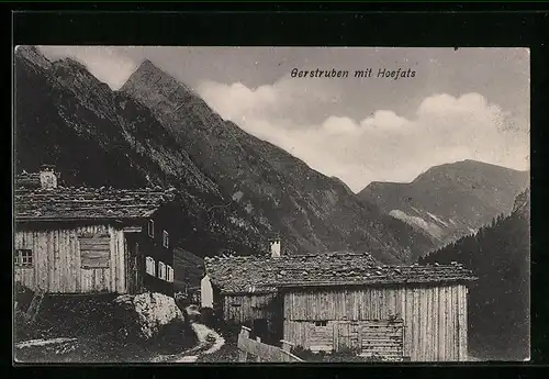 AK Gerstruben mit Hoefats, alte Hütte in den Bergen