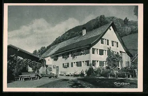 AK Gruben bei Oberstdorf im Allgäu, vor dem Gasthof