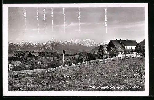 AK Bad-Oy, vor dem Schwestern-Erholungsheim, Blick zur Jungfrau und Zugspitze