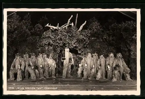 AK Oberstdorf im bayr. Allgäu, Wilde Männdle Tanz, Kostüme