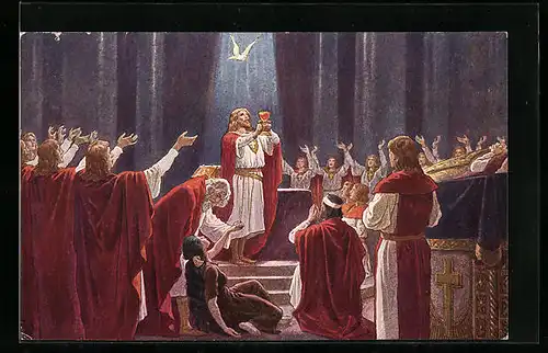 Künstler-AK Parsival besteigt den Thron, Serie 141, Nr. 3811