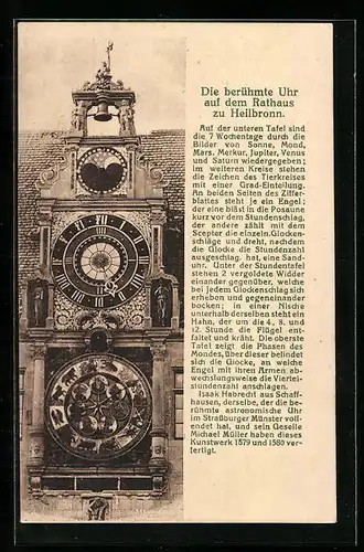 AK Heilbronn, die berühmte Uhr auf dem Rathaus