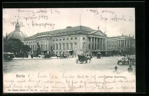 AK Berlin, Kutschen vor dem königlichen Opernhaus