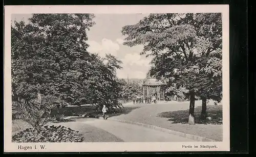 AK Hagen i. W., Partie im Stadtpark