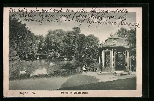 AK Hagen i. W., Pavillon im Stadtgarten