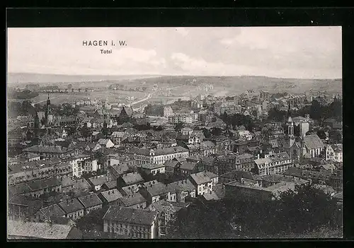 AK Hagen i. W., Totale der Stadt