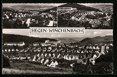 AK Siegen-Winchenbach, Generalansicht der Stadt aus verschiedenen Himmelsrichtungen