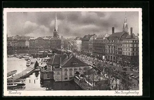 AK Hamburg-Neustadt, Schiffsanleger am Jungfernstieg