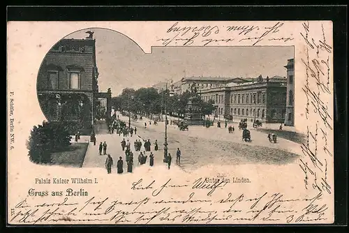 AK Berlin, Unter den Linden, Denkmal vor dem Palais Kaiser Wilhelm I.