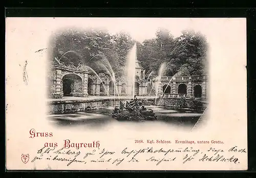 AK Bayreuth, Kgl. Schloss, Eremitage, untere Grotte