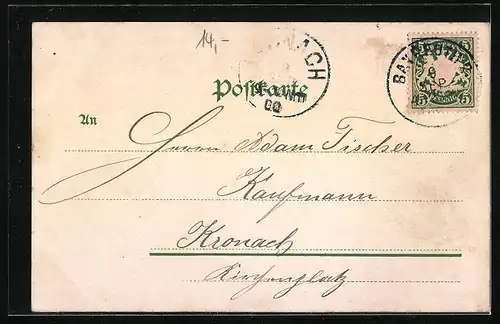 AK Bayreuth, Passanten am Brunnen in der Oberen Max STrasse