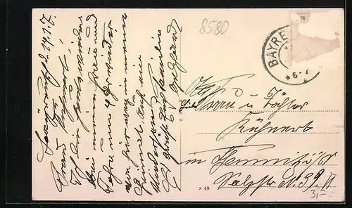 AK Bayreuth, auf der Strasse vor dem Wittelsbacher Brunnen