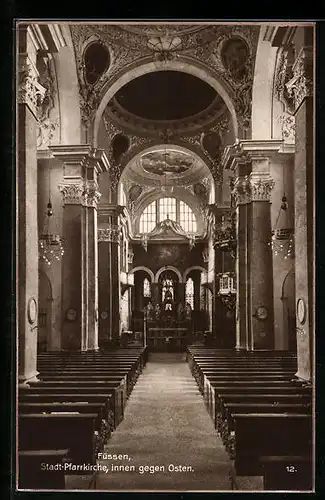 AK Füssen, Stadt-Pfarrkirche, innen gegen Osten