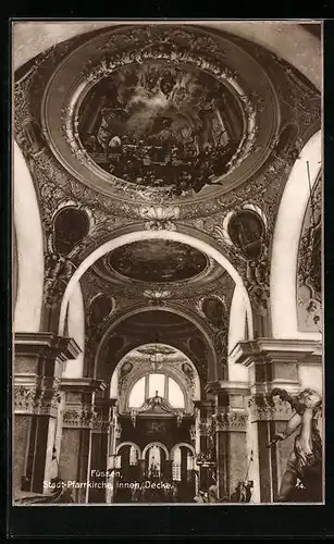 AK Füssen, Stadt-Pfarrkirche, innen, Decke