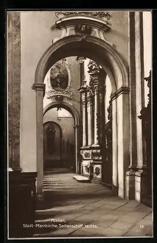 AK Füssen, Stadt-Pfarrkirche, Seitenschiff, rechts