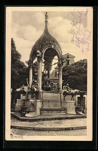 AK Kempten, Blick auf einen Brunnen