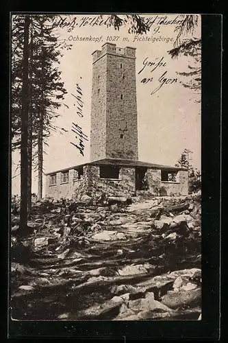 AK Ochsenkopf im Fichtelgebirge, Blick auf den Turm