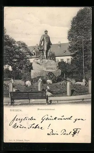 AK Siegen, Blick zum Bismarckdenkmal
