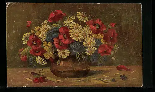 Ölgemälde-Imitations-AK Degi Nr. 1021: Wiesenstrauss von Rammelt Bürger, erste Blüten fallen