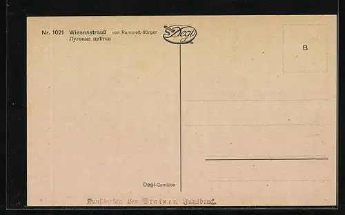 Ölgemälde-Imitations-AK Degi Nr. 1021: Wiesengruss von Rammelt-Bürger, Vase voller Wiesenblumen