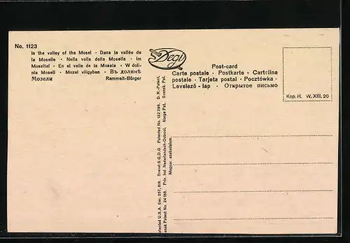 Ölgemälde-Imitations-AK Degi Nr. 1123: Im Moseltal, Anwohner am Flussufer vor den Häusern