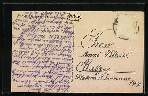 Ölgemälde-Imitations-AK Degi Nr. 409: Mädchen am Bienenstock von C. Schultheiss