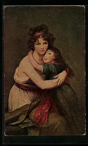 Ölgemälde-Imitations-AK Degi Nr. 1100: Künstlerin mit Tochter im Arm, Lebrun