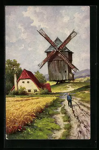Ölgemälde-Imitations-AK Degi Nr. 1295: Windmühle II, W. Hoy