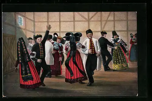 AK Achttouriger Tanz in Schaumburg-Lippischer Landestracht