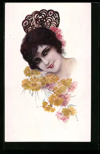 Künstler-AK Tipo Espagnol, Frau in spanischer Tracht