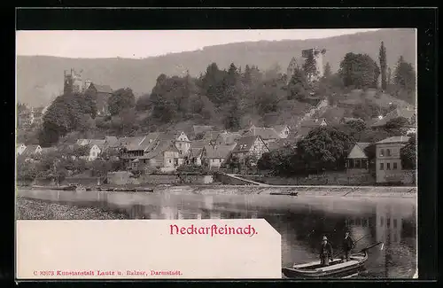 AK Neckarsteinach, Ortspartie mit Gewässer